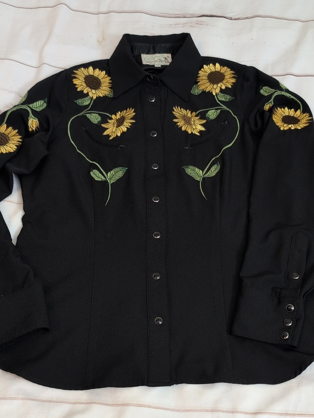 Roper Old West Collection Ladies Retro Shirt Sunflower Embroidery Medium